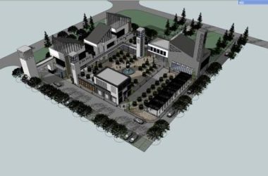 SketchUp Business Model: Multi-Story Commercial Street in Modern Chinese Style-BIM WORLD
