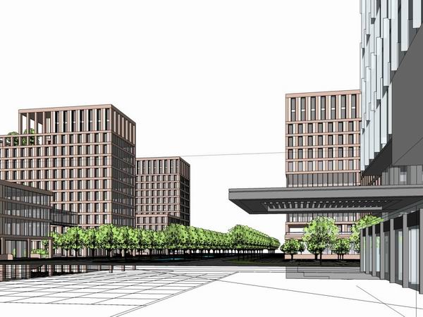 Modern High-Rise Office Building Model in SketchUp