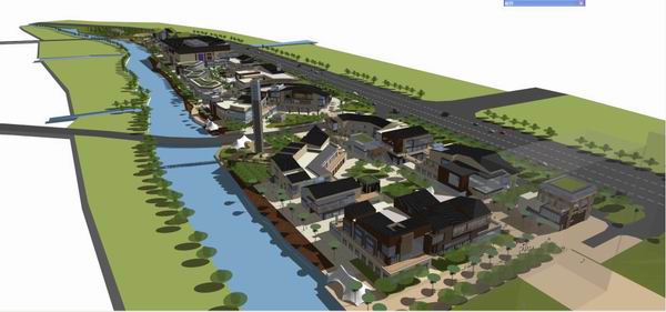 SketchUp Business Model: Modern Multi-Story Commercial and Pedestrian Street Design