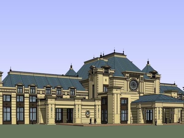 SketchUp Business Model: Multi-Story Leisure Club in Classic French Style