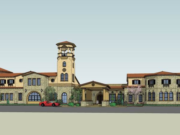 SketchUp Business Model: Multi-Story Commercial Club in Classic Spanish Style