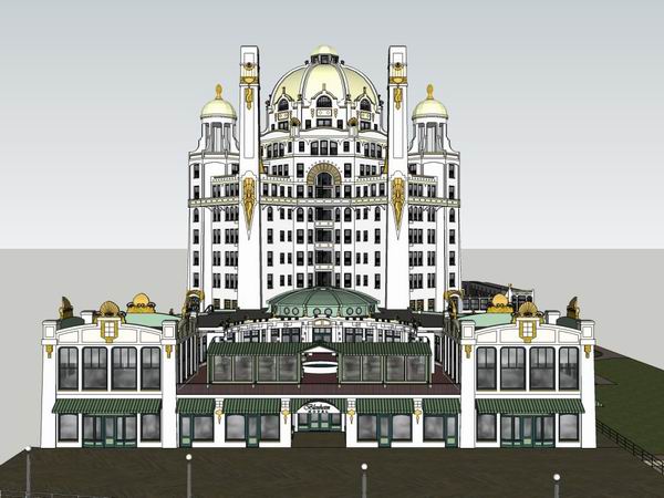 SketchUp Hotel Model: High-Rise Commercial Building in French Classical Style