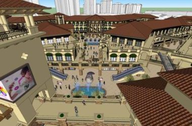 SketchUp Business Model: Multi-Story Spanish Classical Commercial and Pedestrian Street Design-BIM WORLD