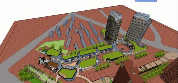 SketchUp Complex Model: Multi-Story High-Rise Office, Commercial, and Hotel Building at Jinke Red Street in Modern Style