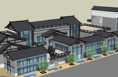 SketchUp Business Model: Multi-Story Commercial and Pedestrian Street in Traditional Chinese Style-BIM WORLD