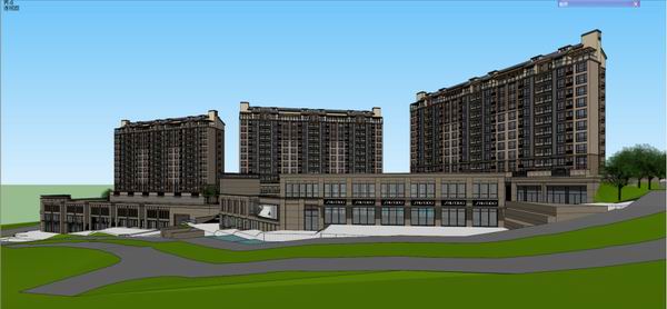 SketchUp Model of a European Classical High-Rise Residential Building with Ground Floor Commercial Space