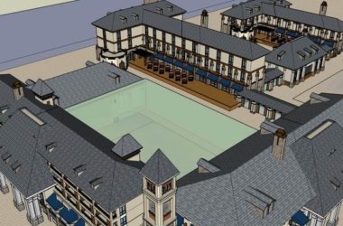 SketchUp Business Model: Multi-Story Commercial and Pedestrian Street in Classical Style-BIM WORLD