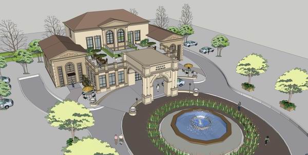 SketchUp Business Model: Multi-Story Classical Style Commercial Club