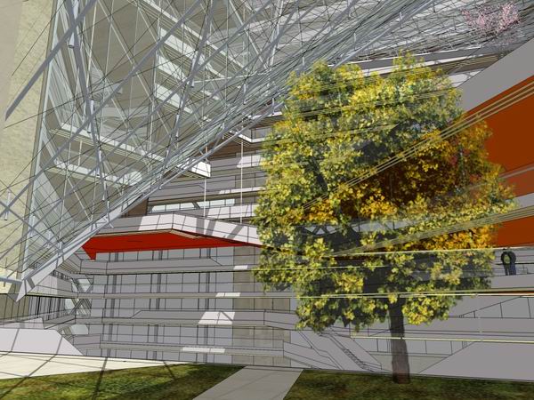 Modern High-Rise Office Building Model in SketchUp