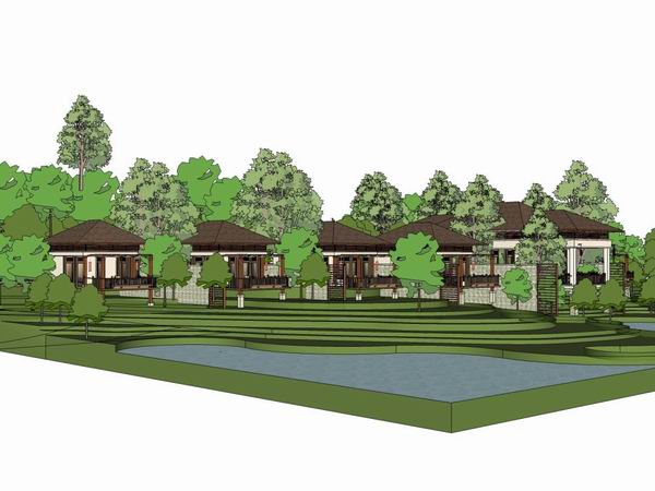 SketchUp Business Model: Multi-Story Leisure Club Inspired by Chinese Classical Design
