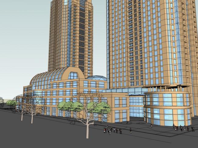 SketchUp Office Model | Classical-Style Super High-Rise Office Building