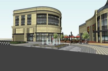 SketchUp Business Model: Multi-Story Commercial and Pedestrian Street in Simplified European Classical Style-BIM WORLD