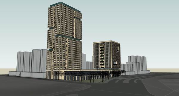 Modern High-Rise Office Building Model in SketchUp
