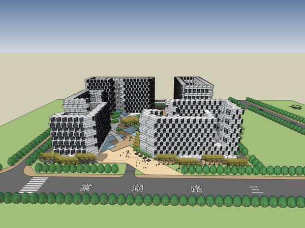 Modern High-Rise Office Building Model in SketchUp