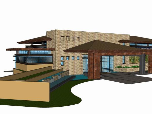 SketchUp Residential Model: Multi-Story Sales Office, Clubhouse, and Classical-Style Homes
