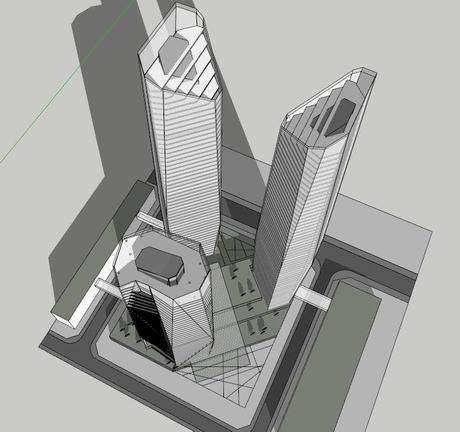 Modern High-Rise Office Building Model in SketchUp