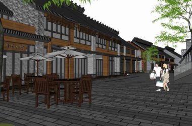 SketchUp Business Model: Multi-Story Commercial and Pedestrian Street in Traditional Chinese Style-BIM WORLD