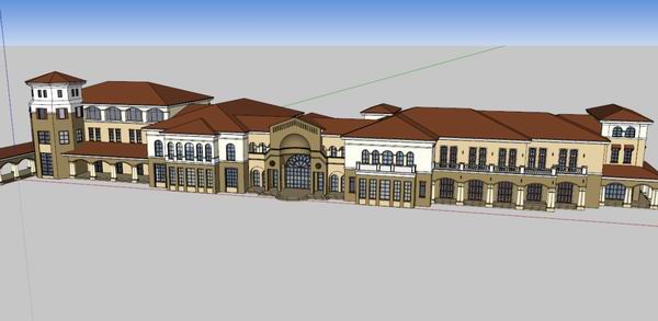 SketchUp Residential Model: Multi-Story Sales Center in Classic Style