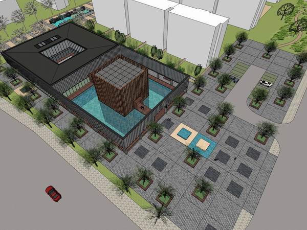 SketchUp Business Model: Modern Multi-Story Sales Office with Residential Spaces