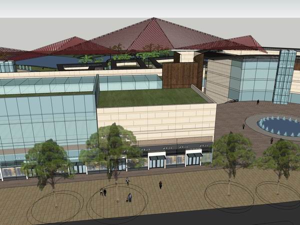 SketchUp Business Model: Modern Multi-Story Commercial Street Design