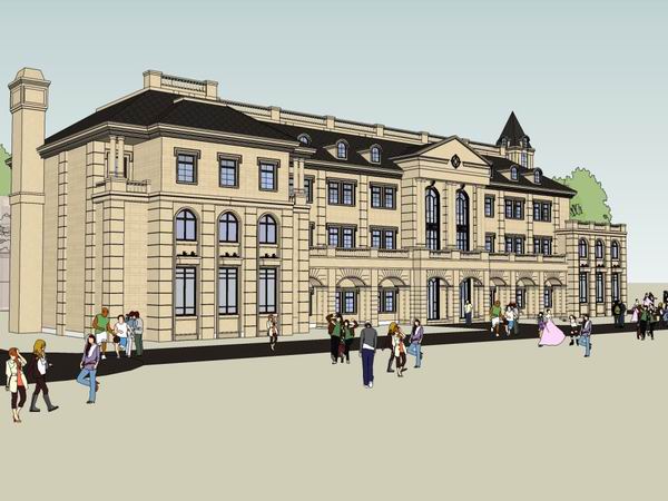 SketchUp Business Model: Multi-Story European Classical Style Commercial Club