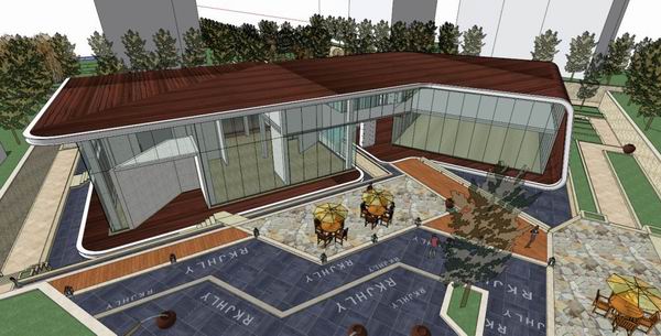Modern Multi-Story Residential Clubhouse Model in SketchUp