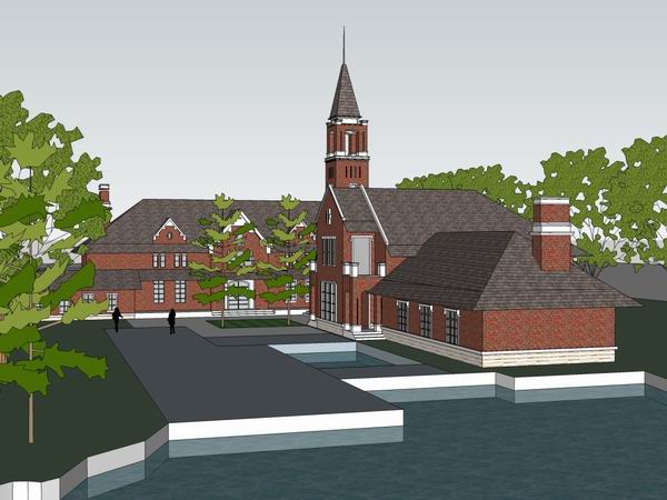 Multi-Story British Classical Style Clubhouse Residential Model in SketchUp
