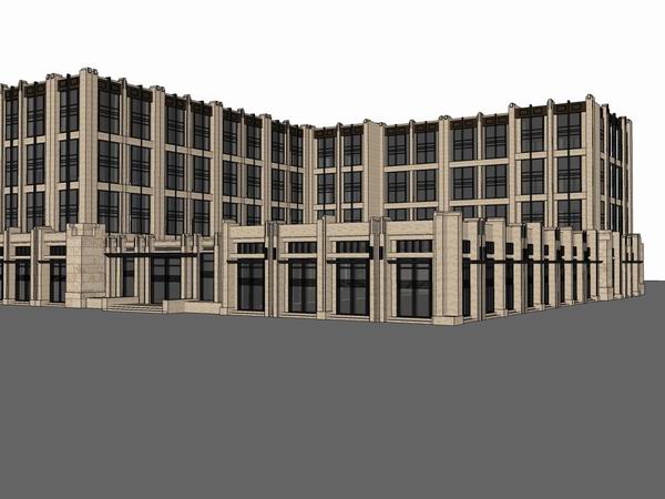 Classical Multi-Story Hotel Model in SketchUp