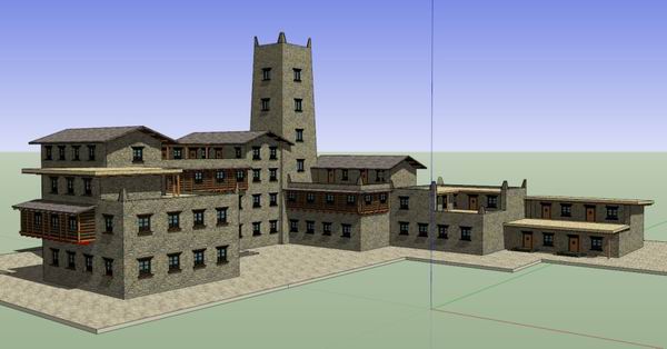 SketchUp Model: Multi-Story Classical Hidden Inn Hotel