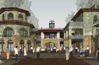 SketchUp Business Model: Multi-Story Commercial and Pedestrian Street in Classic Spanish Style-BIM WORLD