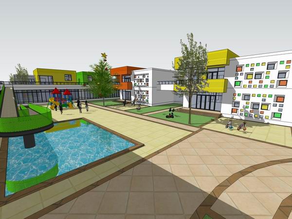 Modern Multi-Story School and Kindergarten Campus Design in SketchUp