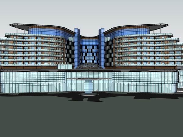 Modern High-Rise Hotel Model in SketchUp