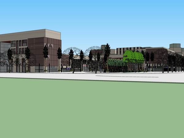 SketchUp Business Model: Multi-Story Modern Commercial and Pedestrian Street Design