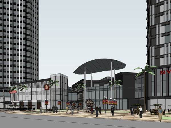 SketchUp Complex Model: Modern Super High-Rise Office, Hotel, and Commercial Building