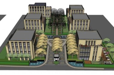 Modern Multi-Story Community Entrance Landscape Design in SketchUp Residential Model-BIM WORLD