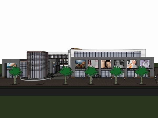 SketchUp Business Model: Modern Multi-Story Commercial and Pedestrian Street Design