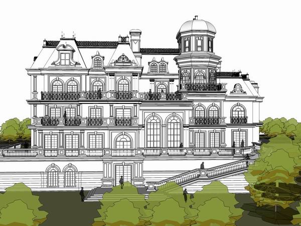 Multi-Story Experimental Center and Office Building in Western European Classical Style – SketchUp Model