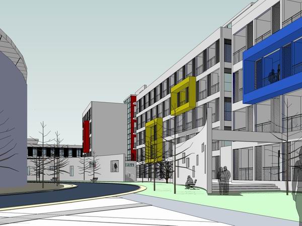 Modern Multi-Story High School Campus Design in SketchUp