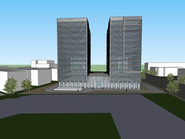 Modern High-Rise Office Building Model in SketchUp