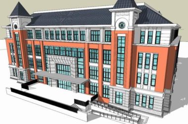 Classical Multi-Story School Building Model | Educational Campus Architecture in SketchUp-BIM WORLD