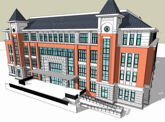 Classical Multi-Story School Building Model | Educational Campus Architecture in SketchUp