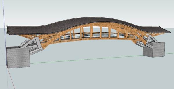 SketchUp Model: Chinese-Style Single Arch Cross Water Bridge Replica