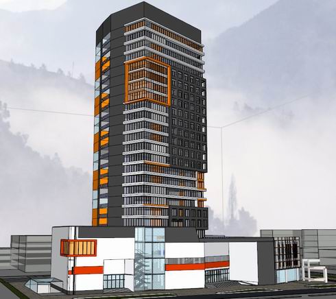Modern High-Rise Office Building with Ground Floor Retail | SketchUp Model