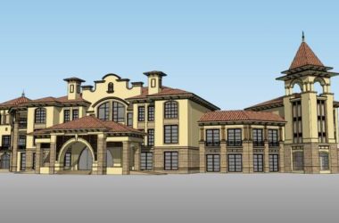 SketchUp Model: Multi-Story Spanish Colonial Style Community Clubhouse-BIM WORLD