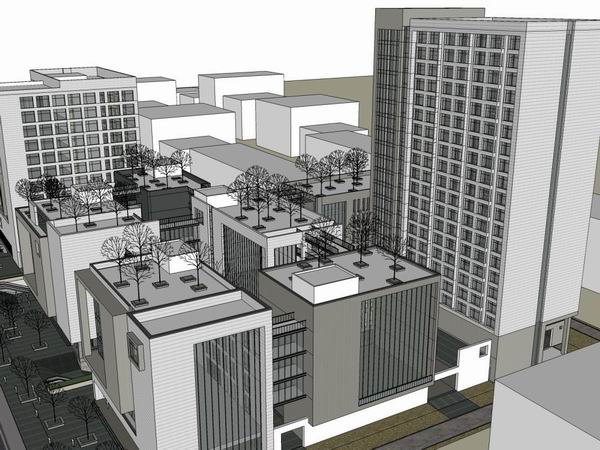 Modern High-Rise Office Building Model in SketchUp