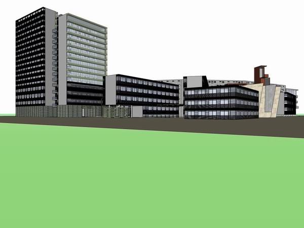 Modern Multi-Story High-Rise University Campus Model in SketchUp