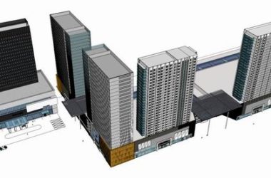Modern High-Rise Office and Lower-Level Commercial Space in SketchUp Model-BIM WORLD