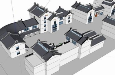 SketchUp Business Model: Multi-Story Commercial Street in Traditional Chinese Style-BIM WORLD