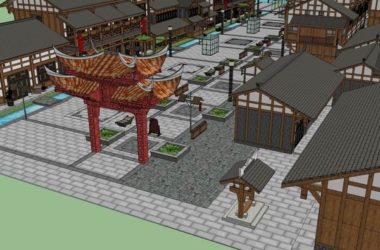 SketchUp Business Model: Multi-Story Commercial Street in Traditional Chinese Style-BIM WORLD
