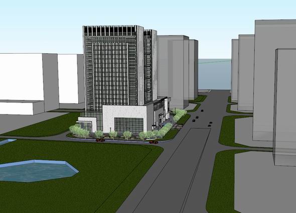 Modern High-Rise Office Building Model in SketchUp